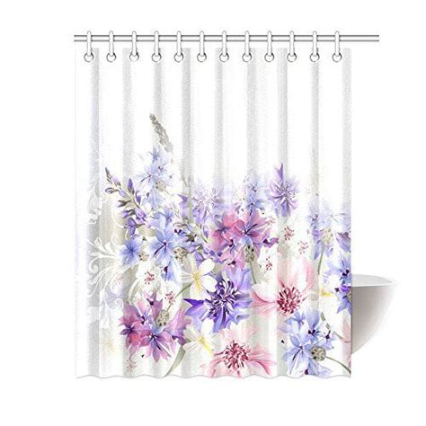 Mypop Lavender Shower Curtain Purple Pink Cornflowers Classic Design