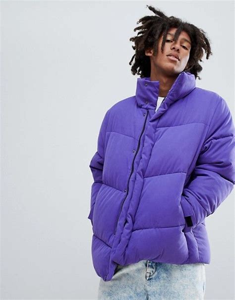 Asos Design Oversized Puffer Jacket In Purple Asos Mens Puffer Jacket Puffer Jacket Men