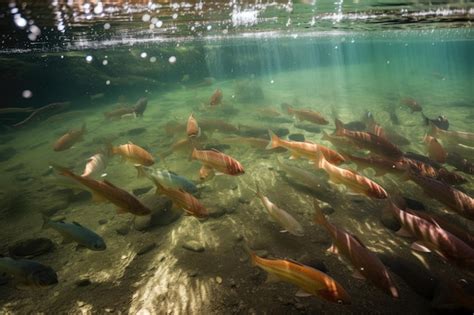 Premium Ai Image School Of Fish Swimming In Clear Freshwater Stream