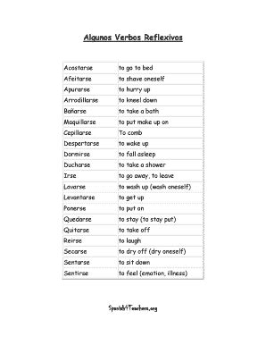 Reflexive Verbs Spanish - Fill Online, Printable, Fillable, Blank ...