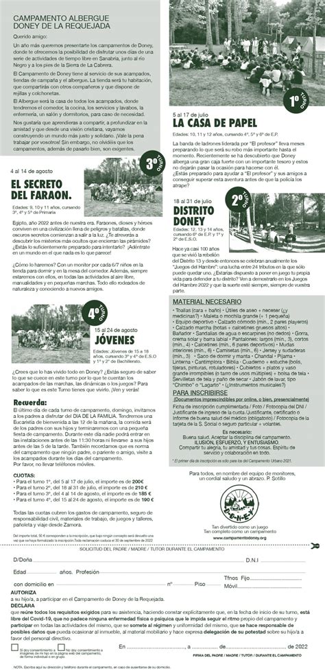 Inscripciones Campamento Doney Campamento Doney