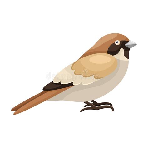 Cartoon Sitting Sparrow In Flat Style Simple Clipart For Product