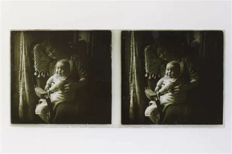 Famille Madre Neonato Francia Foto Stereo Amateur P L N Placca Da
