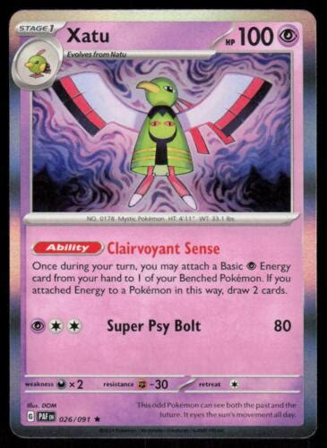 Xatu Holo Rare Pokemon Paldean Fates Nm Ebay