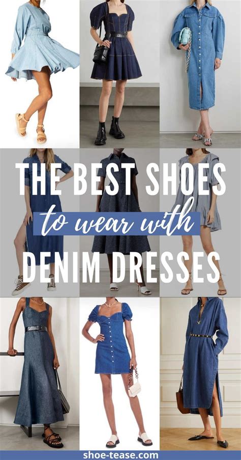 Text Reading The Best Shoes To Wear With Denim Dresses Over Image