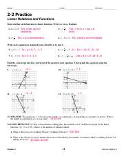 Linear Relations And Functions Key Pdf Name Date Period