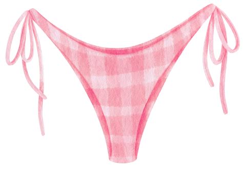 Pink Checkered Pattern Bikini Swimsuits Watercolor Style For Decorative Element PNG