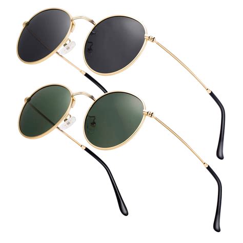 Small Round Polarized Sunglasses Retro Men Women Mirrored Lens Metal Frame Circle Sun Glasses