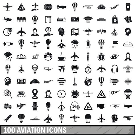 100 Aviation Icons Set Simple Style 8529757 Vector Art At Vecteezy