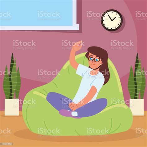 Jeune Femme Assise Sur Une Chaise Douce Vecteurs Libres De Droits Et