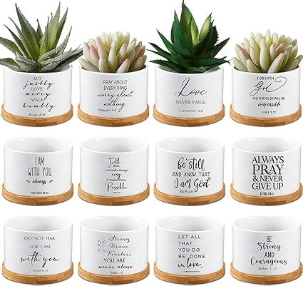 Amazon Pcs White Bible Verse Succulent Pots With Drainage