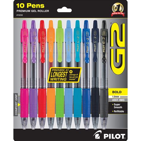 Pilot G2 Premium Retractable Gel Ink Rolling Ball Pens Bold Point