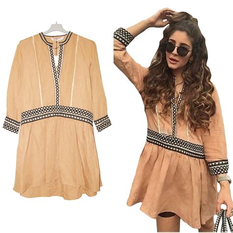 Zara Lniana Kr Tka Sukienka Nude W Stylu Boho Xs Oficjalne Archiwum Allegro
