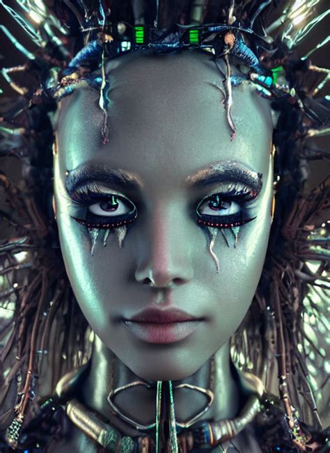 Krea Ai Hyper Realistic Oil Painting Of Cyborg Goddess Of