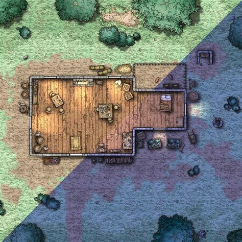 Dungeons And Dragons Forest Hideout Cabin Battle Map Nightday Dnd D