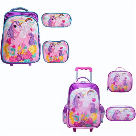 Kit Mochila De Rodinhas Lancheira T Rmica Estojo Happy Pony Yins