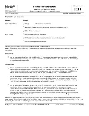 2021 Form IRS 990 Schedule B Fill Online Printable Fillable Blank