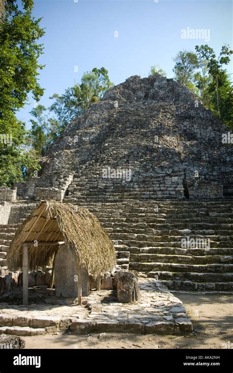 Templo De Las Iglesias Oder Tempel Der Kirche Pyramide Und Stele Coba