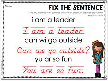 Fix The Sentences By Learning And Loving It Andrea Rodriguez TpT