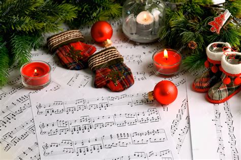 Premium Photo Music Notes With Christmas Decoration Close Up