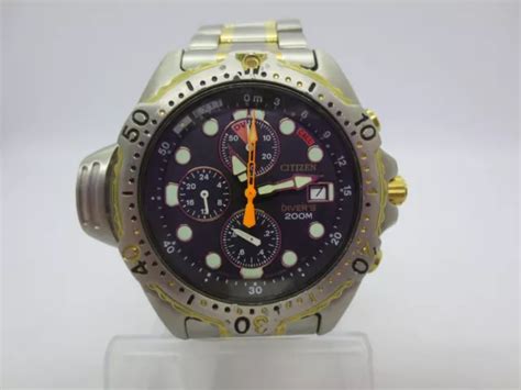 Citizen Promaster Aqualand Diver 200m 3740 Date Chronograph Quartz Mens Watch Eur 32520