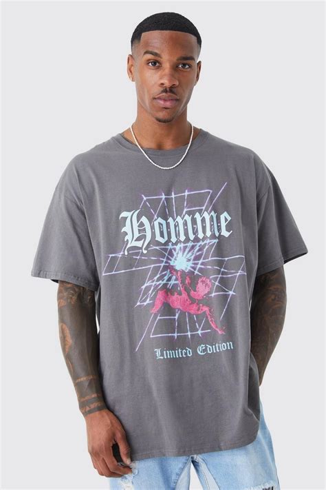 Men S Oversized Homme Graphic T Shirt Boohoo Uk