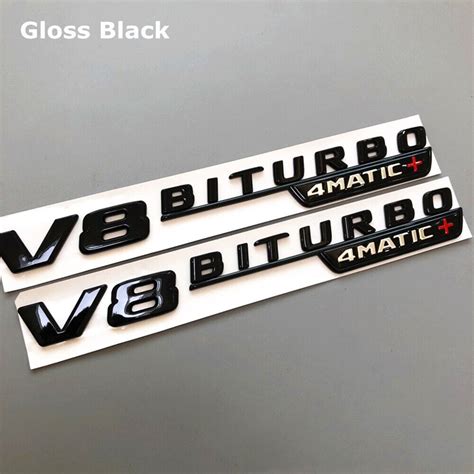 Pcs Chrome Vent Fender V Biturbo Matic Sticker Emblem For Mercedes