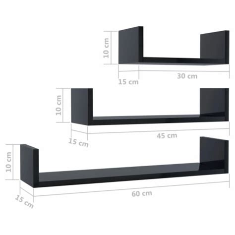 Vidaxl Wall Display Shelf Pcs High Gloss Black Engineered Wood