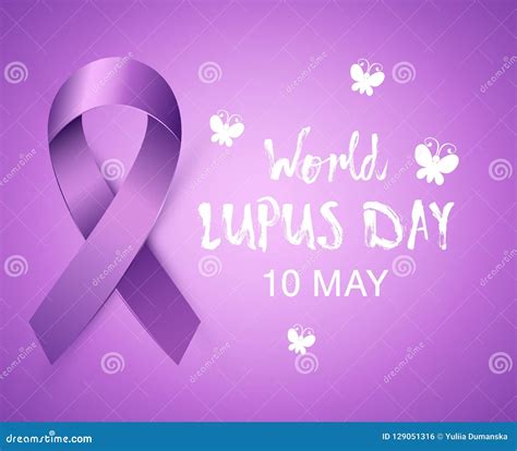 Realistic Purple Awareness Ribbon To World Lupus Day Bright Violet