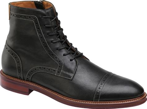 Johnston Murphy Warner Cap Toe Zip Boot Black 20 3877 Wingtip Boots