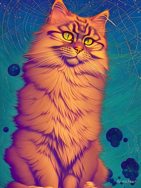 Siberian Cat Modern Digital Art Sticker For Sale By Ai Michiart