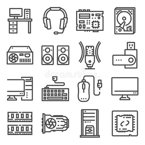 Iconos Del Hardware Componentes De La PC Stock de ilustración