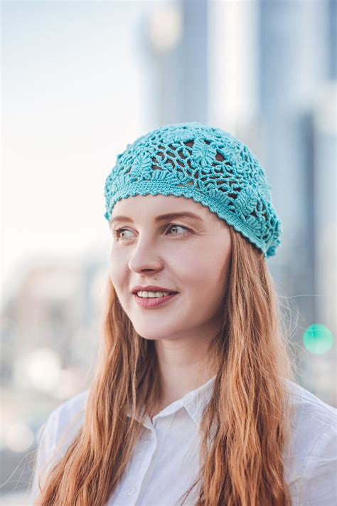 Lacy Crochet French Beret Summer Womens Beret Hat Etsy