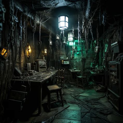 Premium Photo A Dark And Creepy Room With A Table Chair And Other
