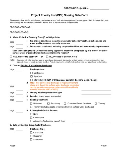 Michigan Project Priority List Ppl Scoring Data Form Fill Out Sign