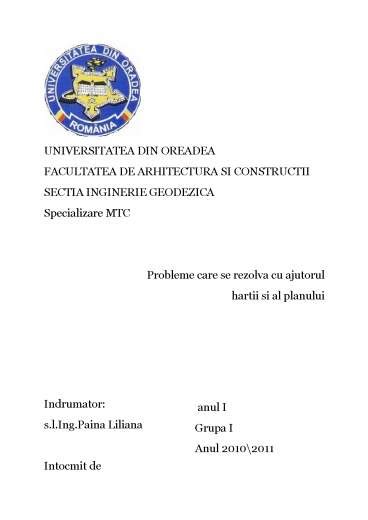 Probleme Care se Rezolvă cu Ajutorul Hărțtii și al Planului Referat