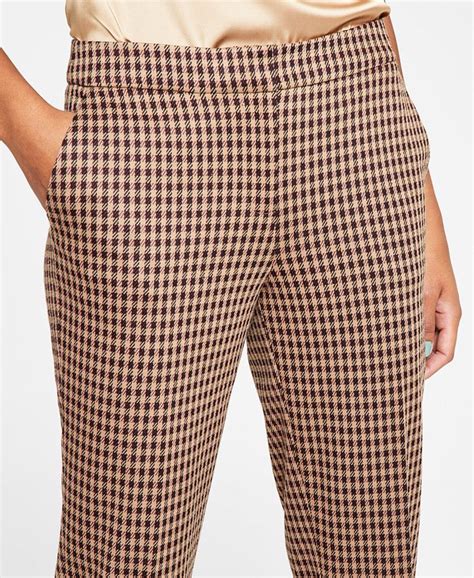 Bar Iii Womens Houndstooth High Rise Straight Leg Ankle Pants Created