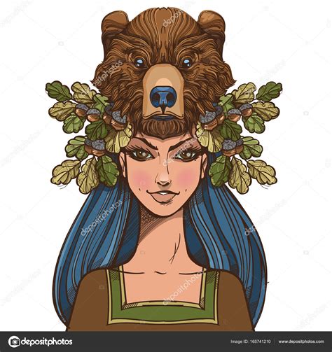 Женщина в маске медведя . Векторное изображение ©filkusto 165741210