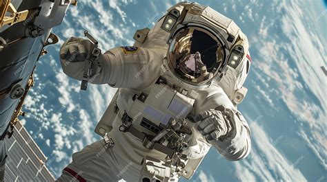 premium ai image space engineer  full spacesuit restores solar