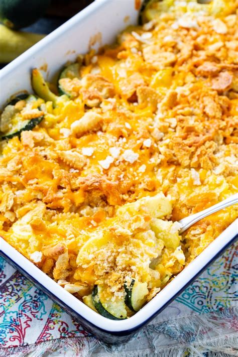 Cheesy Squash Zucchini And Corn Casserole Spicy Southern Kitchen