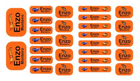 Etiqueta Escolar Hot Weels Kit Unidades Elo