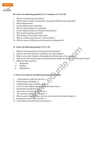 Class Cbse Evs Sample Paper Term Model Pdf