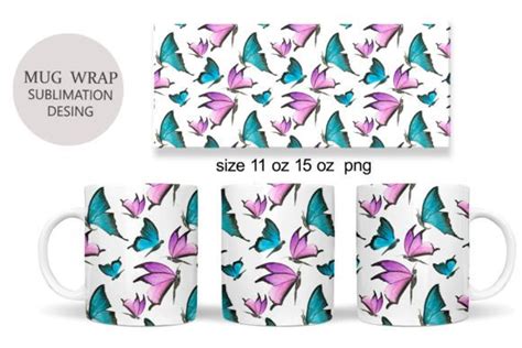 Butterflies Mug Wrap Sublimation Graphic Graphic By Savirinaart