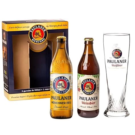 Kit Cerveja Paulaner Weissbier E Munchner Hell 500 Ml 1 Copo Vidro