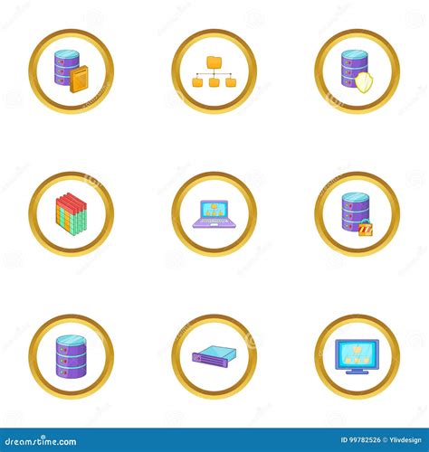 Data Transfer Icons Set Cartoon Style Stock Vector Illustration Of