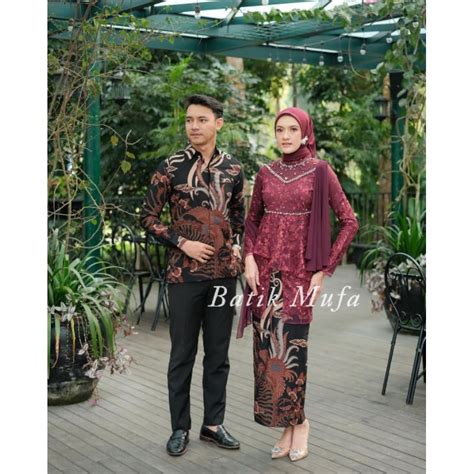 Jual Set Couple Kaluna Brown Kebaya Modern Kebaya Batik Couple