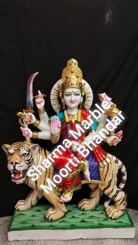 White Painted Marble Durga Maa Statue For Temple Size 11 To 84 At