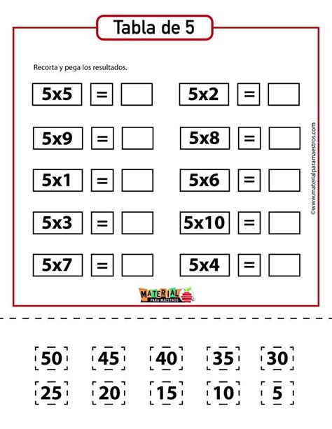 Tabla Del 5 Para Imprimir Tablas De Multiplicar Images And Photos Finder