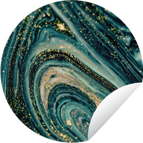 Tuincirkel Marmerlook Luxe Goud Turquoise Glitter X Cm