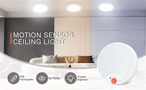 Clakap Motion Sensor Ceiling Light Rechargeable Motion Senor Light